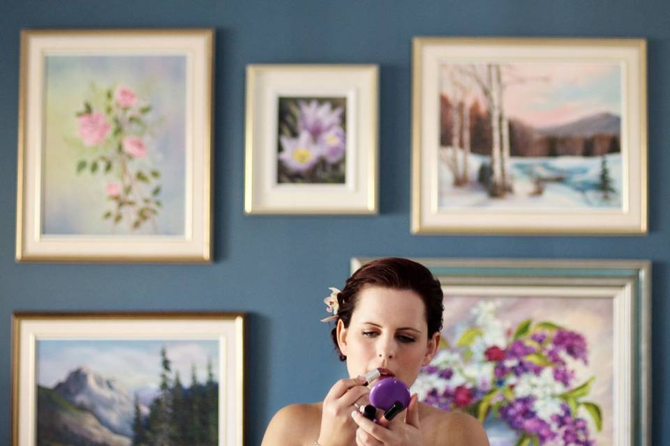 Bride getting Makeup