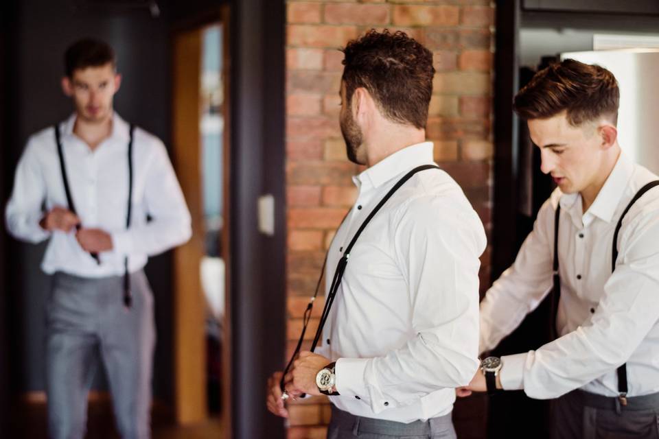 Groomsmen getting dressed