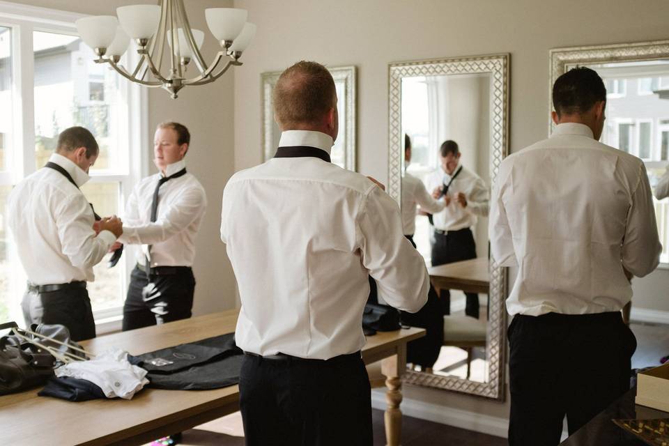 Groomsmen getting dressed