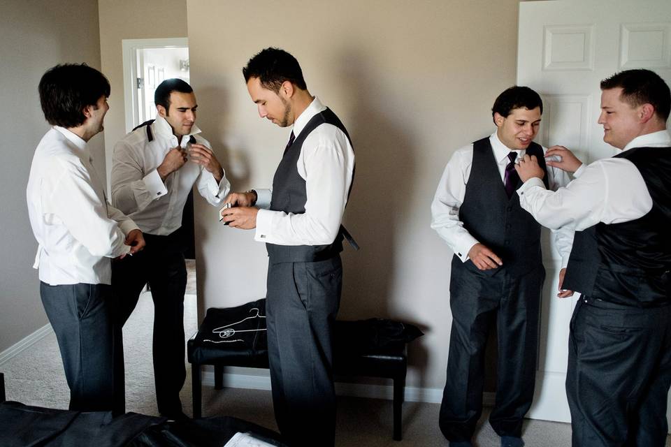 Groomsmen getting dressed