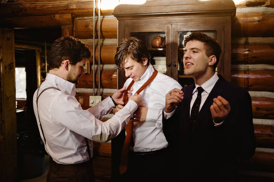 Groomsmen getting dressed