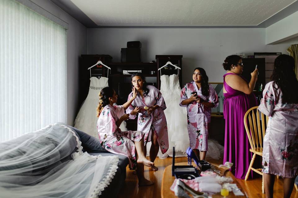 Brides getting dressed