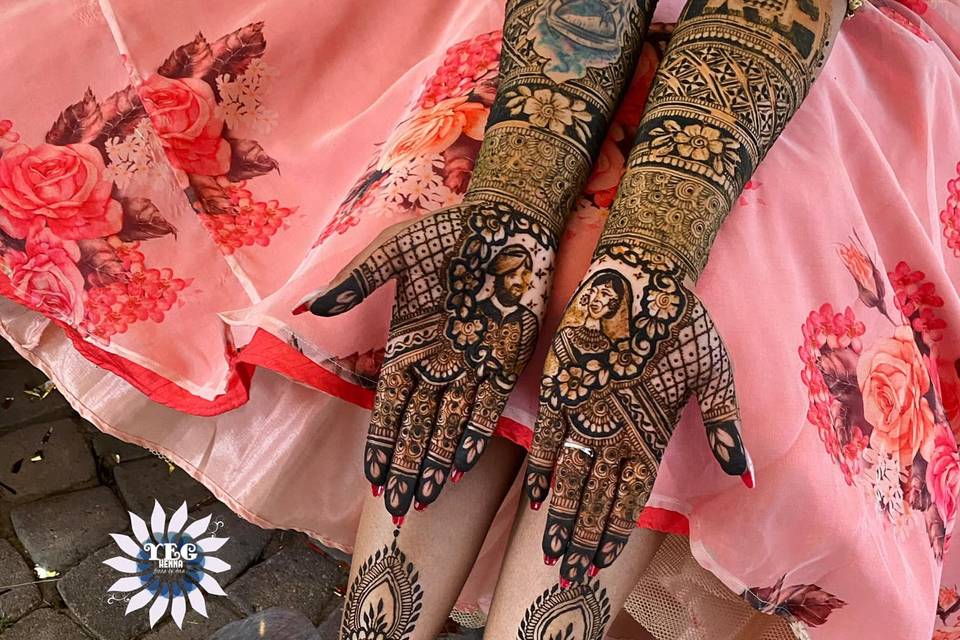 Bridal henna on hands and feet