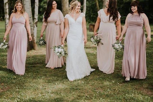 Bride and her bridesmaids