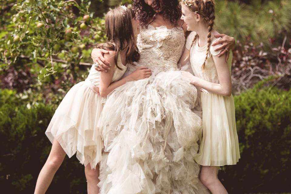 Bride and flower girls