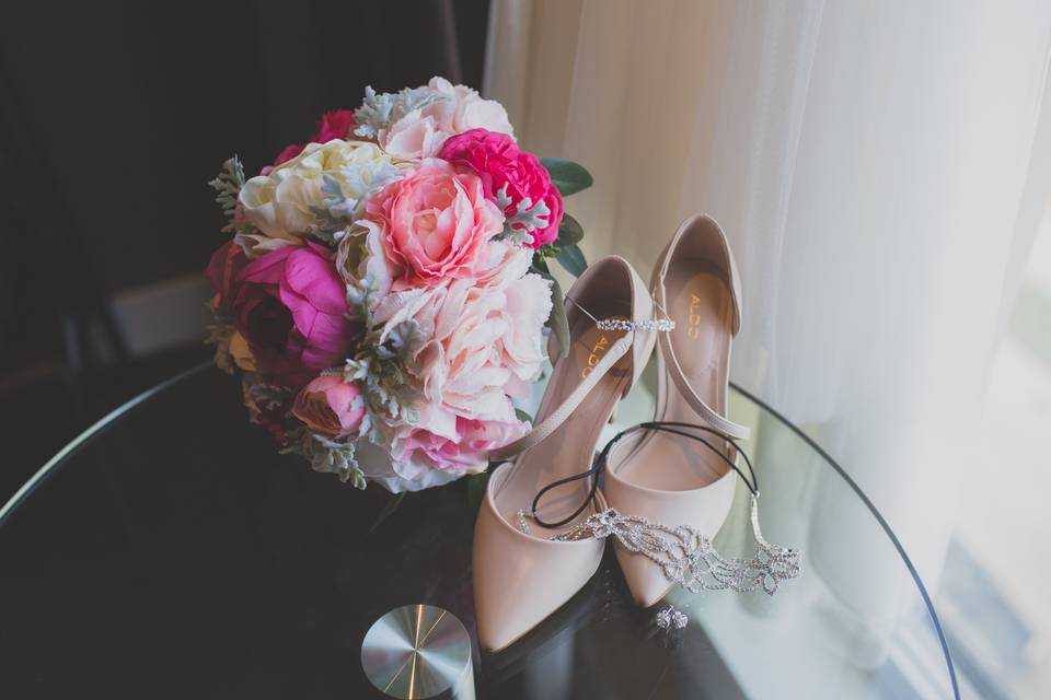 Bouquet and shoes