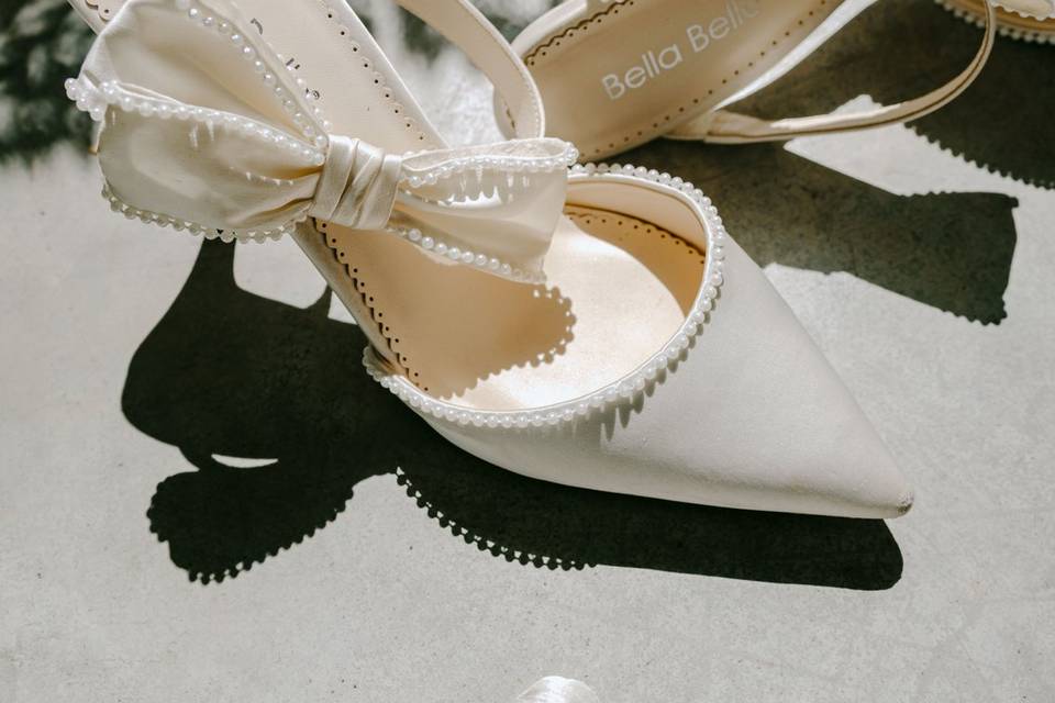 Bella Belle white bridal heels