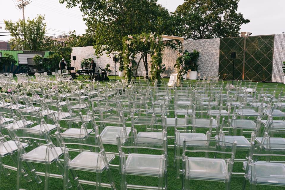 Wedding ceremony in garden