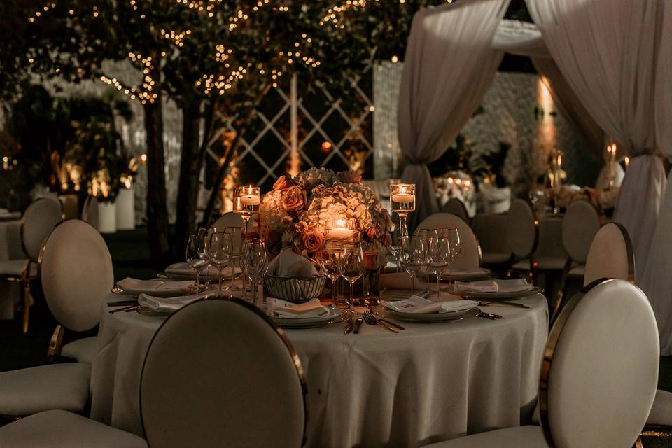 Wedding reception in garden