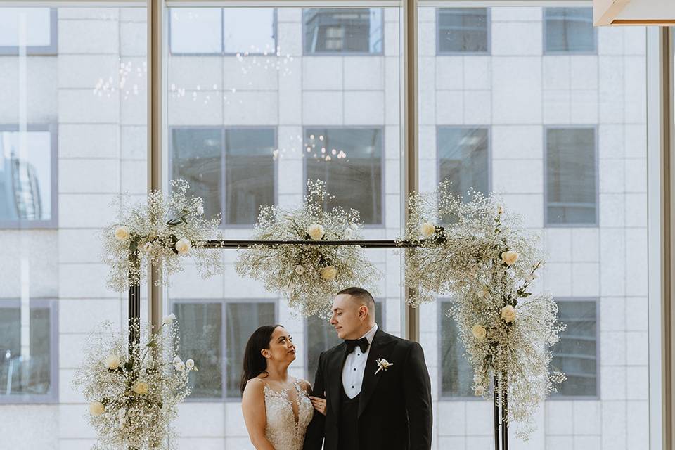 Black baby's breath arch