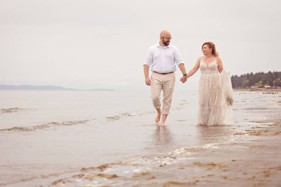 Beach wedding walk