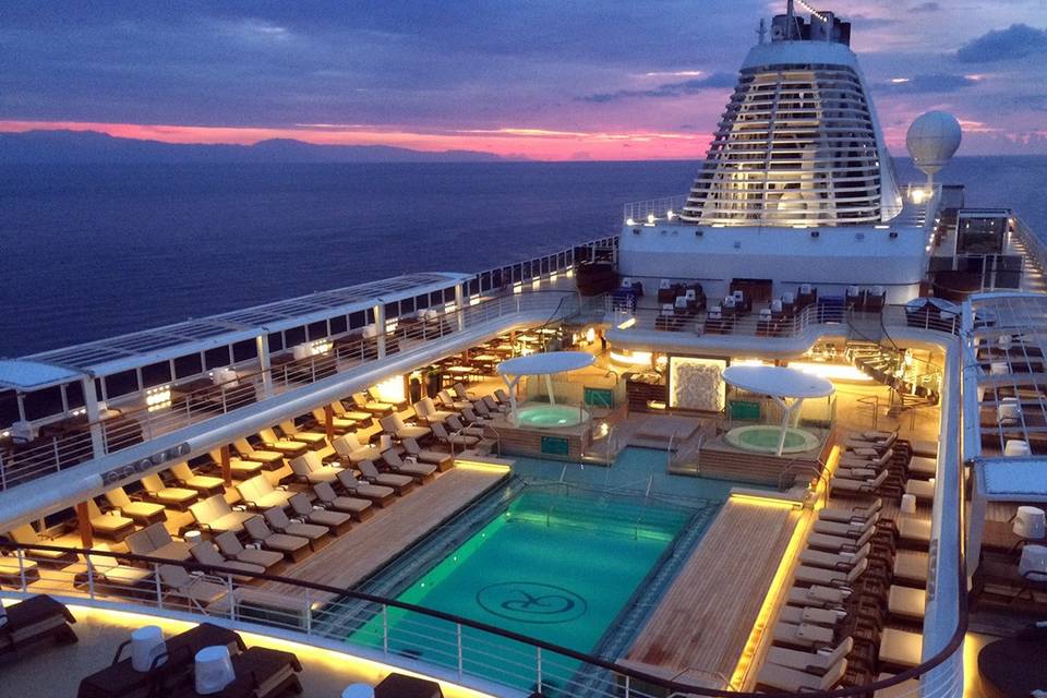 Pool deck in the evening