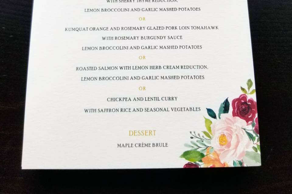 Floral Menu