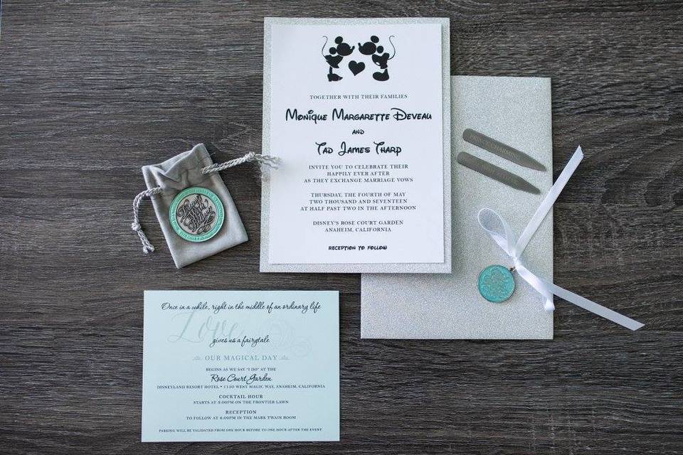 Disney wedding invitation set