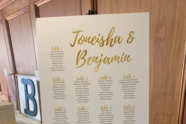 Custom wedding seating chart