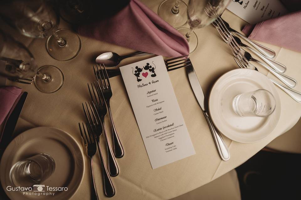 Disney wedding dinner menu