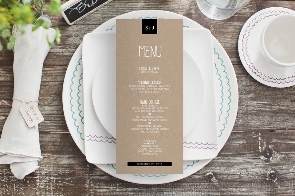 Diy printable menu cards