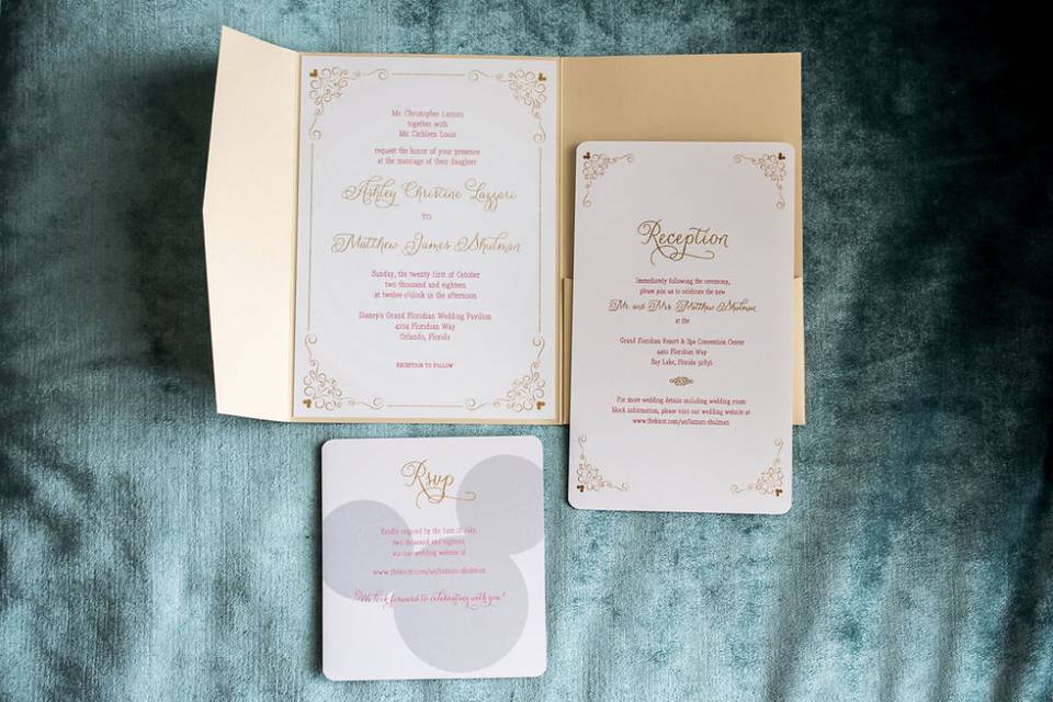 Disney wedding invitation set