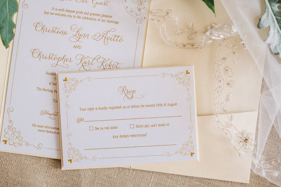 Disney wedding invitation set