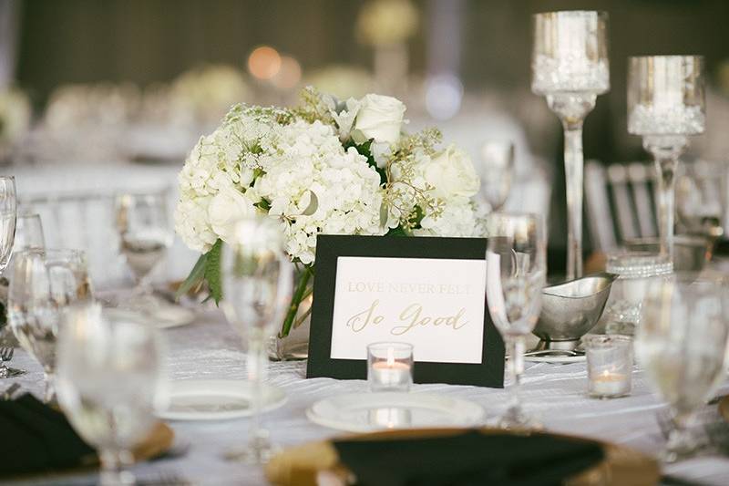 Reception table sign decor