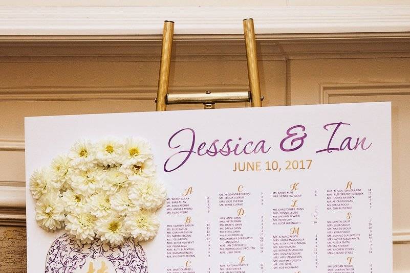 Custom wedding seating chart