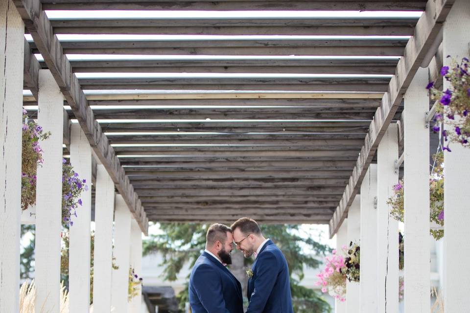 Periwinkle blue-blush wedding