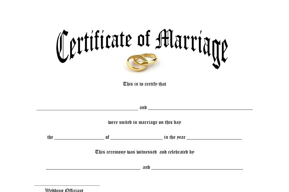Wedding certificate