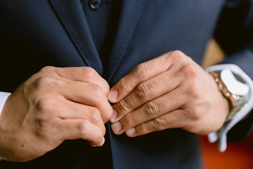 Groom getting ready