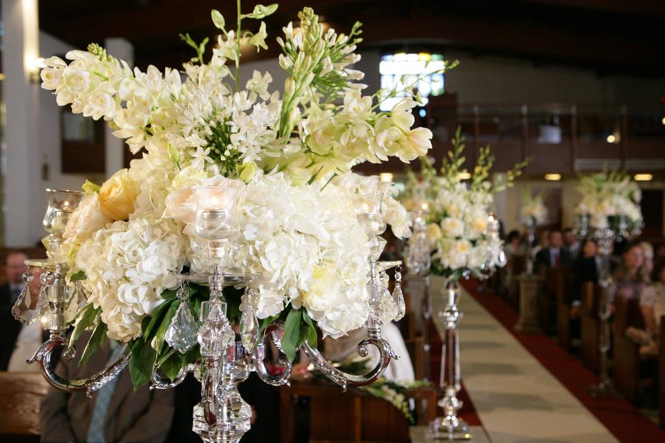 Crystal candelabras at church