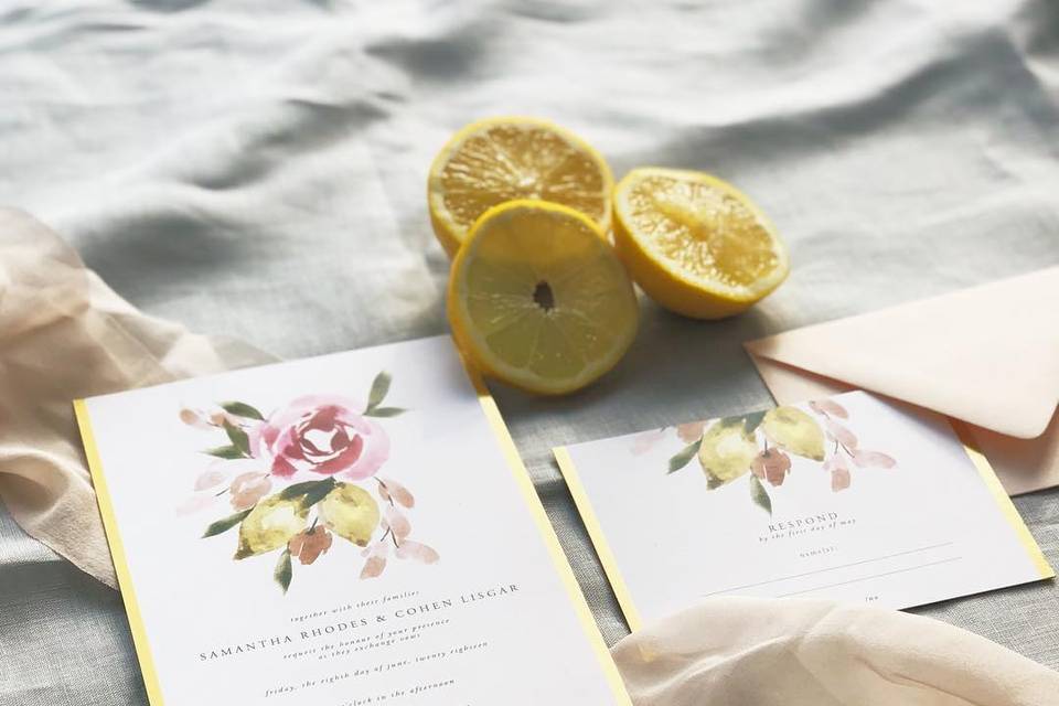 Lemon Watercolour Invitation