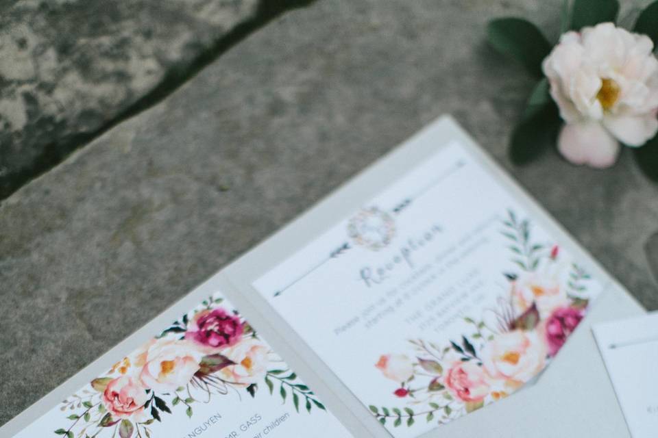 Whimsical floral invite