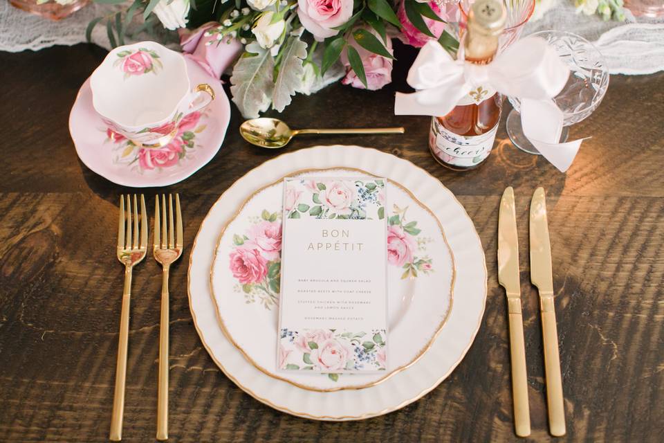 Blush floral invitation suite