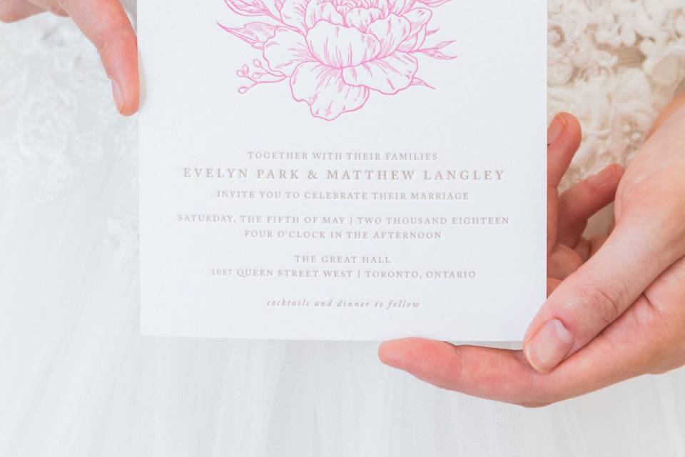 Pink Floral Wedding Invitation