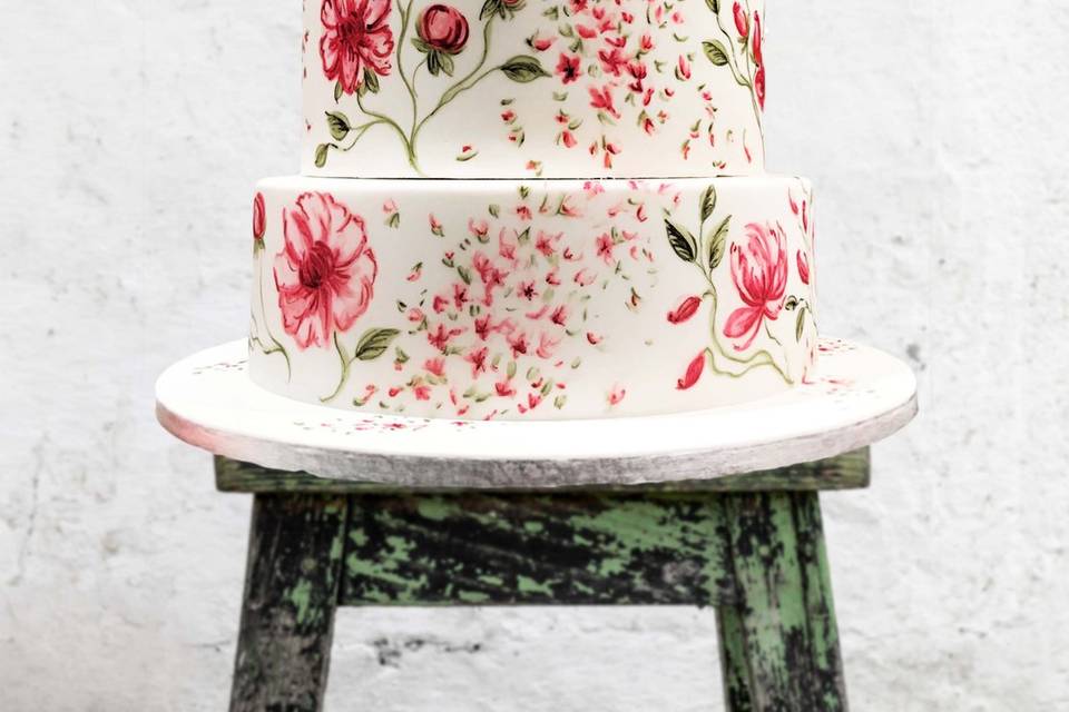 Hand Painted Floral Cake
