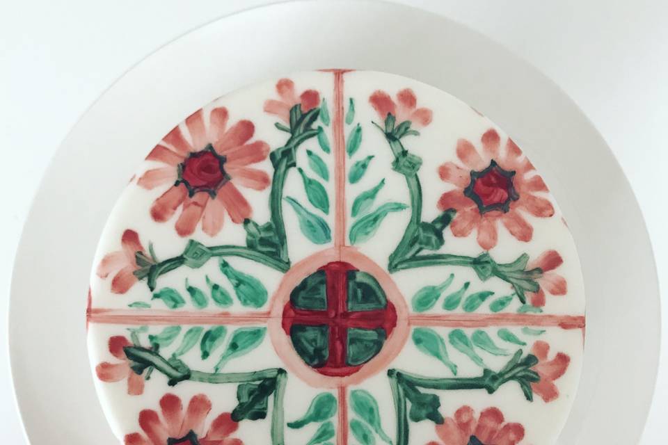 Hand Painted Tile Cake