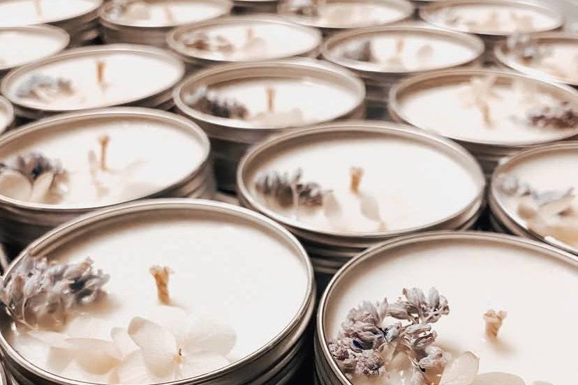 White and Blue Candle Favours