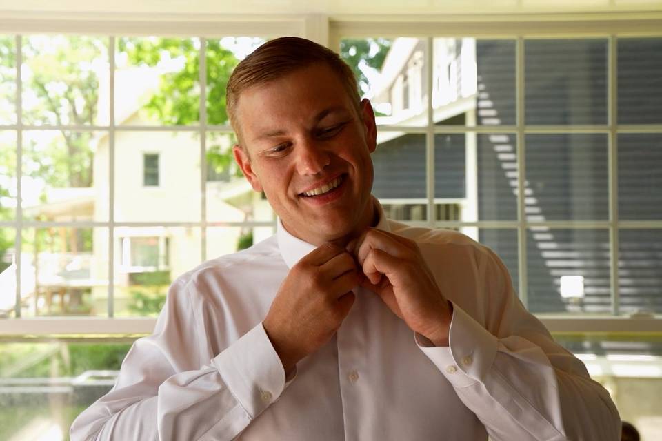 Groom getting ready