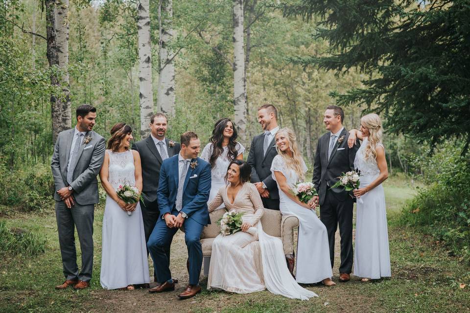 Woodland wedding party