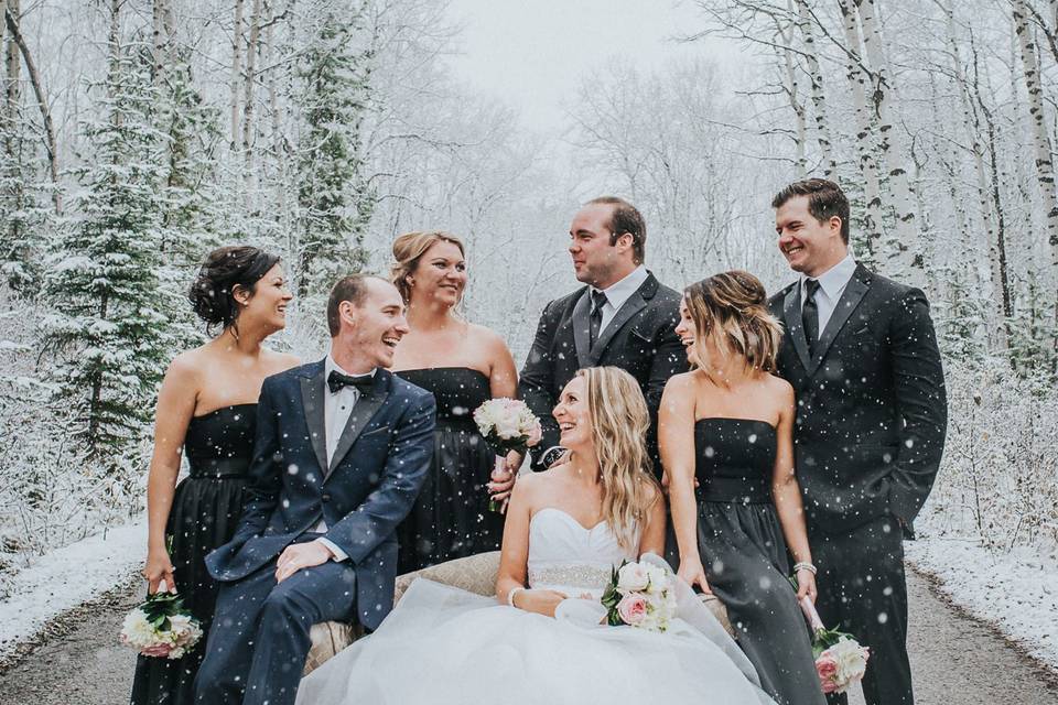 Laughing in the snow