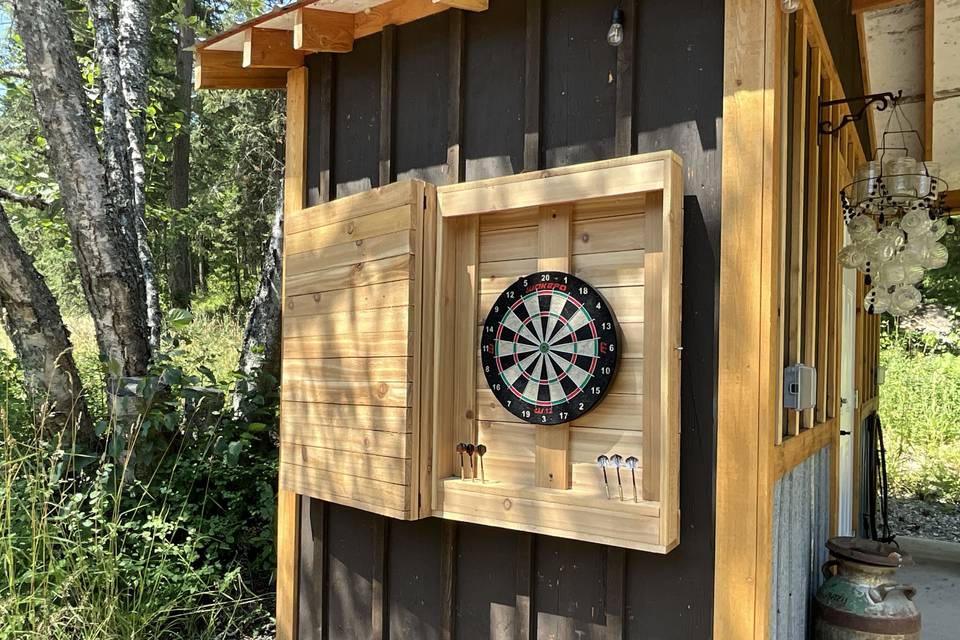 Dart board in play