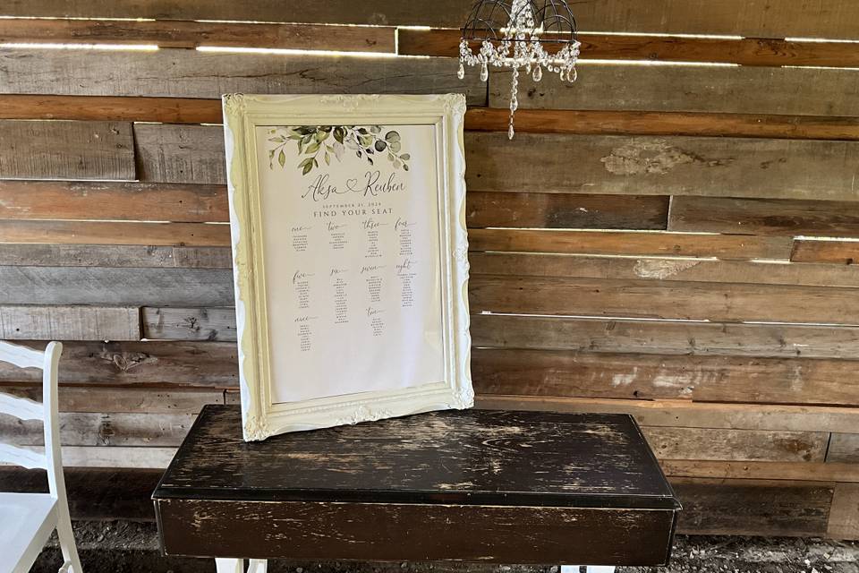 Seating chart frame