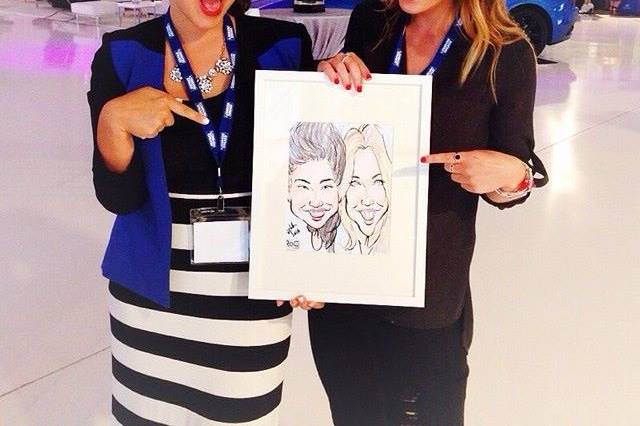 Caricatures at a beauty event