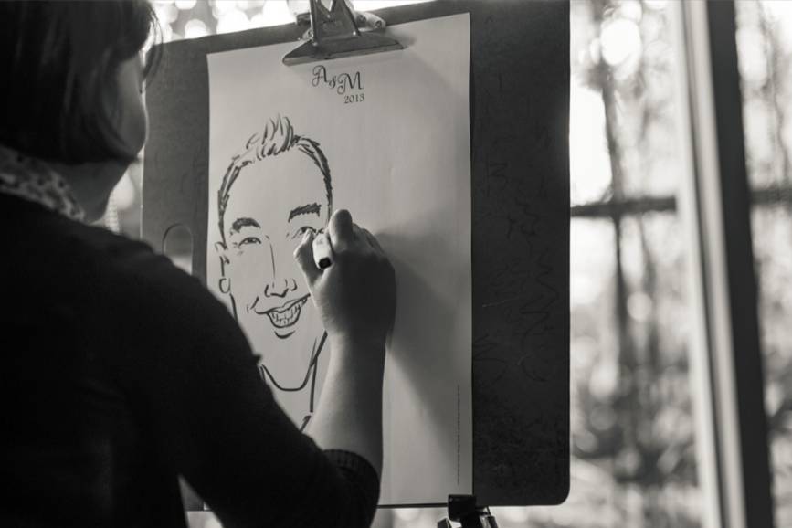 Caricatures at a beauty event