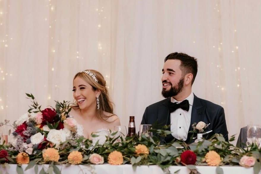 Bride and groom head table