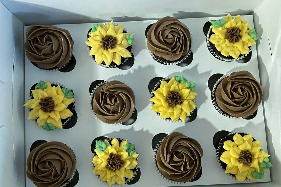 Chocolate Sunflower Cupcakes