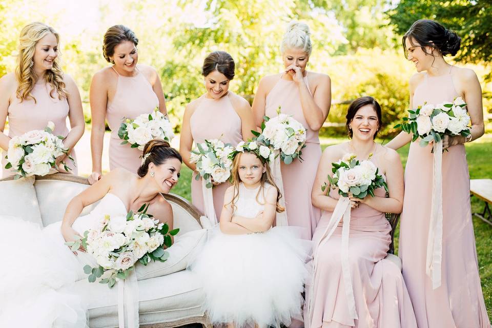 Flower gils and bridesmaids