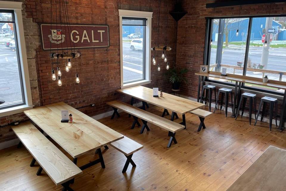 Beer hall style tables