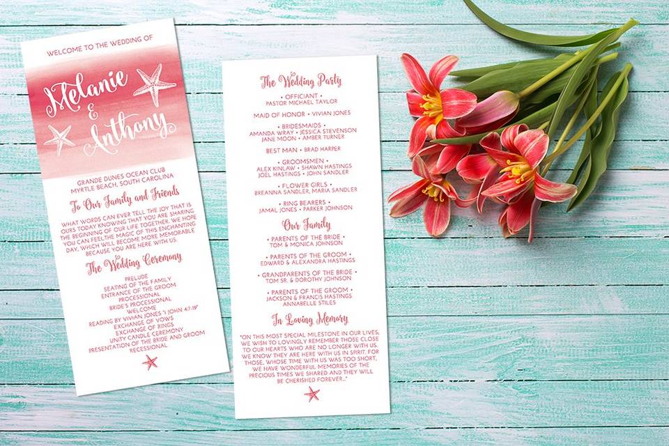 Watercolor Wedding Program