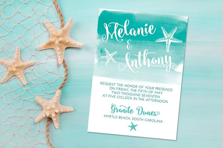 Watercolor Wash SeaStar Invite