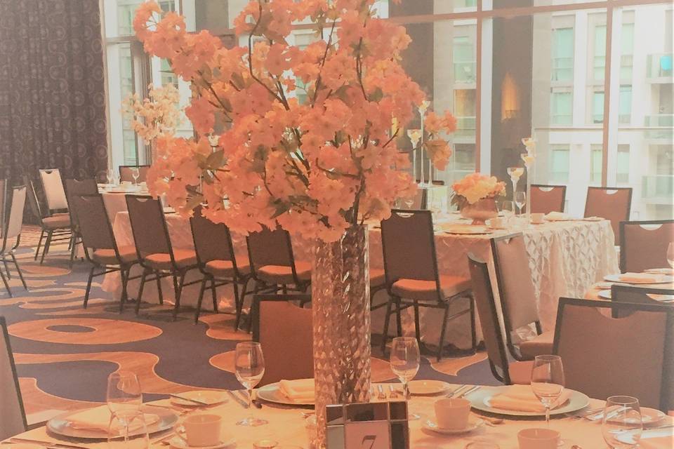 White drapes head table